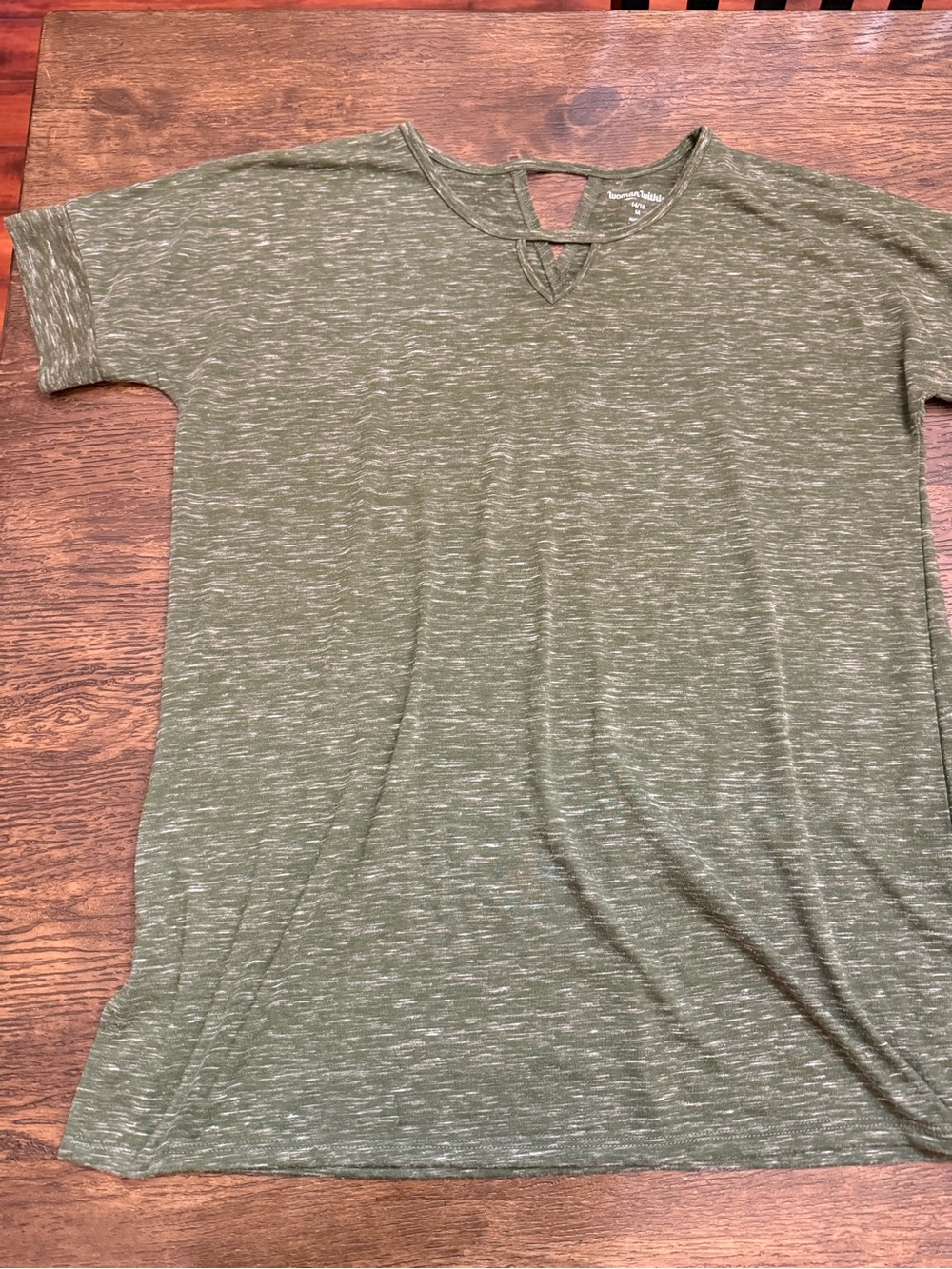 Woman Within Olive Green Heathered V-Neck Top